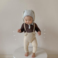 Load image into Gallery viewer, Baby Ribbed Beige Suspender Pants
