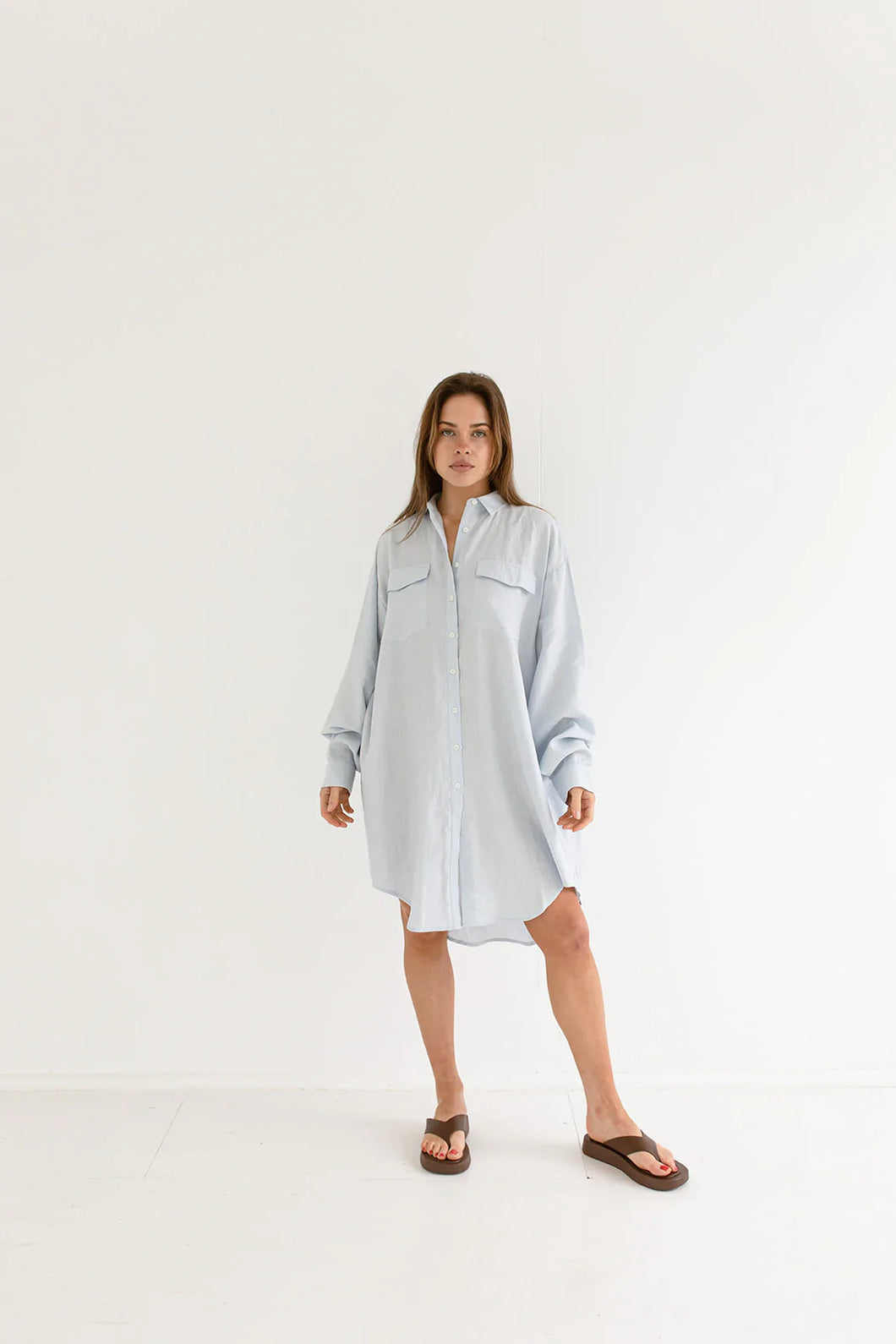 The Oversized Shirt in Powder Blue