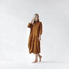 Load image into Gallery viewer, Oversized Linen Dress - Mustard
